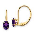 14k 6x Oval Amethyst Leverback Earrings