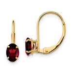 14k 6x Oval Garnet Leverback Earrings