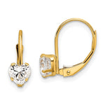 14k Heart Cubic Zirconia Leverback Earrings