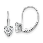 14k White Gold Heart Cubic Zirconia Leverback Earrings