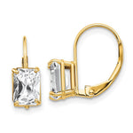 14k 7x Emerald-cut Cubic Zirconia Leverback Earrings