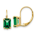 14k 7x Emerald Cut Mount St. Helens Leverback Earrings
