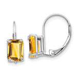 14k White Gold 7x Emerald Cut Citrine Earrings