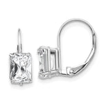 14k White Gold 7x Emerald Cut Cubic Zirconia Earrings