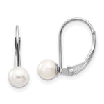 14k White Gold 5- Round Freshwater Cultured Pearl Leverback Earrings