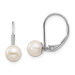 14k White Gold 6- Round Freshwater Cultured Pearl Leverback Earrings