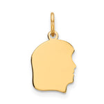 14k Plain Small .011 Gauge Facing Right Engravable Girl Head Charm