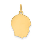 14k Plain Medium .013 Gauge Facing Right Engravable Boy Head Charm