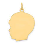 14k Plain Large .035 Gauge Facing Left Engravable Boy Head Charm