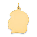 14k Plain Large .009 Gauge Facing Left Engravable Girl Head Charm