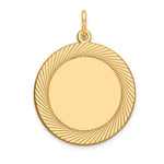 14k Etched Design Edge .027 Gauge Round Engravable Disc Charm