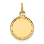 14k Plain with Zig-Zag Edge .011 Gauge Engravable Round Disc Charm