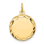 14k Etched Edge .011 Gauge Engravable Round Disc Charm