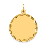 14k Etched Edge .018 Gauge Engravable Round Disc Charm
