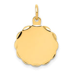 14k Etched Edge .018 Gauge Engravable Round Scalloped 18x Disc Charm