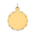 14k Etched Edge .027 Gauge Engravable Round Scalloped 22x Disc Charm