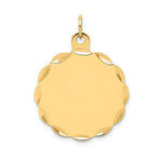 14k Etched Edge .018 Gauge Engravable Round Scalloped 22x Disc Charm