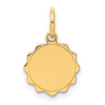 14k .013 Gauge Engravable Round Scalloped 12x Disc Charm