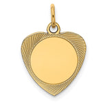 14k Etched .018 Gauge Engravable Heart Disc Charm