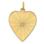 14k Etched Design .018 Gauge Engravable Heart 24x Disc Charm