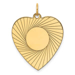 14k Etched Design .018 Gauge Engravable Heart 28x Disc Charm