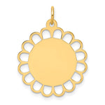 14k Plain .013 Gauge Engravable Round Flower 24x Disc Charm
