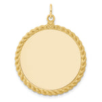 14k Plain .013 Gauge Round Engravable 34x Disc with Rope Edge Charm