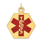 14k Hexagon Red Enameled Medical Jewelry Pendant