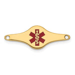 14k 25x Red Enameled Shaped Medical ID Plate