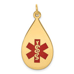 14k 28x Teardrop Red Enameled Medical Jewelry Pendant