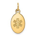 14k 16x Oval Non-enameled Medical Jewelry Pendant