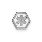 14k White Gold Hexagon Non-enameled Attachable Medical Jewelry Emblem