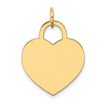 14k Plain .011 Gauge Engravable Heart 22x Disc Charm