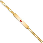 14K Semi-Solid Medical Polished Red Enamel Figaro ID Bracelet