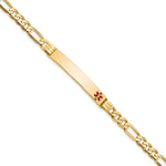 14K Medical Red Enamel Flat Figaro Link ID Bracelet