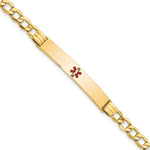 14K Semi-Solid Medical Polished Red Enamel Cuban ID Bracelet