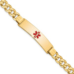 14K Medical Red Enamel Flat Curb Link ID Bracelet