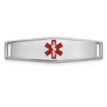14k White Gold Polished 24x Centered Red Epoxy Enameled Medical ID Soft Diamond Shape Plate # 816