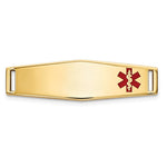 14k Polished 24x Off-Center Red Epoxy Enameled Medical ID Soft Diamond Shape Plate # 816