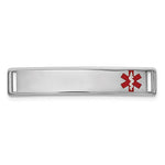 14k White Gold Polished 24x Off-Center Red Epoxy Enameled Medical ID # 816