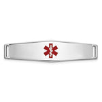 14K White Gold 34x Centered Red Epoxy Enameled Soft Diamond Shape Medical ID Plate # 817