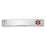14K White Gold 34x Off-Center Red Epoxy Enameled Medical ID Plate # 817