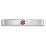 14K White Gold 35x Centered Red Epoxy Enameled Medical ID Plate # 818