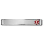 14K White Gold 36x Off-Center Red Epoxy Enameled Medical ID Plate # 818