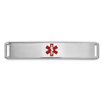 14K White Gold 38x Centered Red Epoxy Enameled Medical ID Plate # 819
