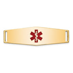 14K 39x Centered Red Epoxy Enameled Soft Diamond Shape Medical ID Plate # 820