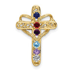 14k Genuine 6 Stone Mother's Cross Pendant