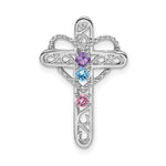 14k White Gold Synthetic Mother's Cross Pendant