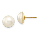 14k 10- White Freshwater Cultured Mabe Pearl Post Earrings