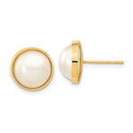 14k 9- White Freshwater Cultured Mabe Pearl Post Earrings